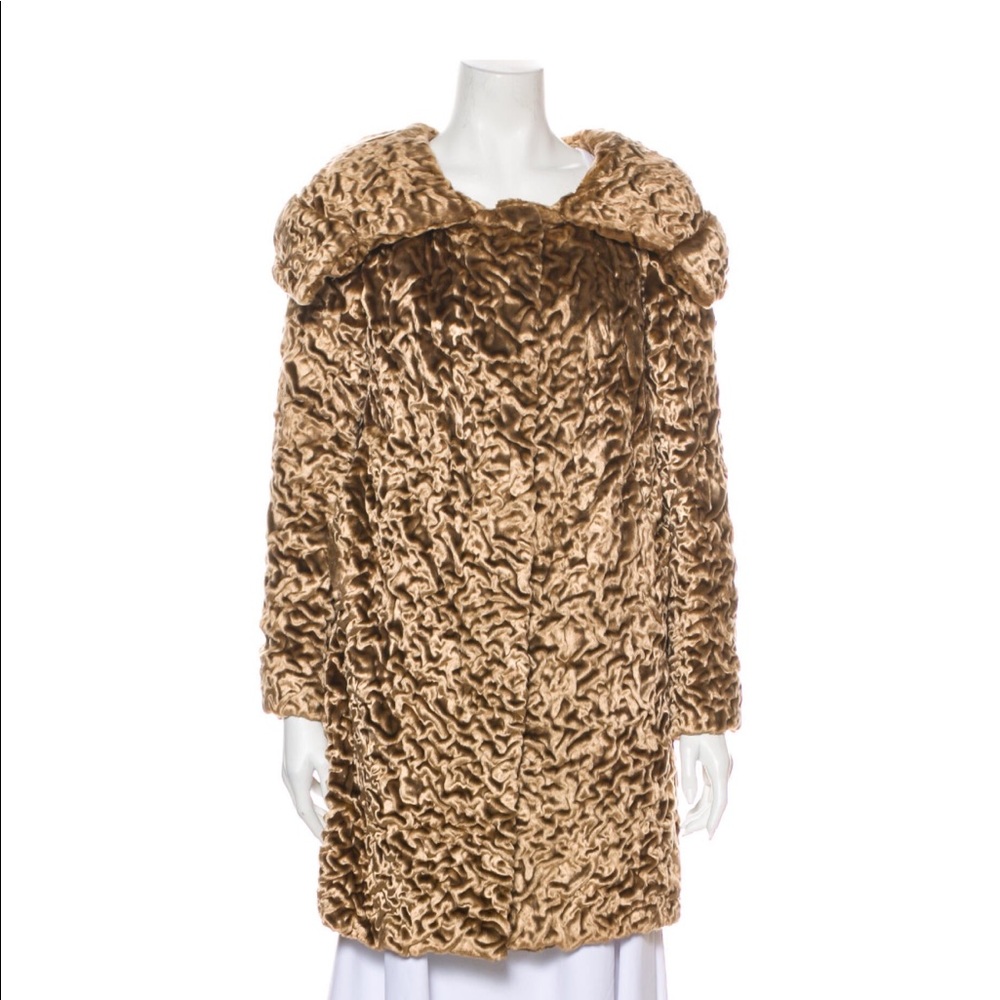 Blumarine Golden Faux Fur Coat